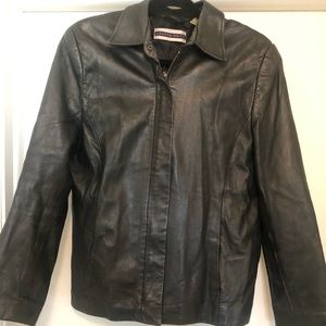 Black Nappa Leather jacket zip up size 6
